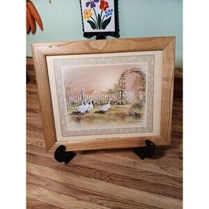 Vintage 1987 "Ducks A" by artist Andres Orpinas Framed Art Print